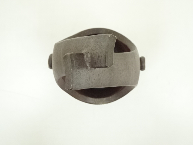  備前焼　松園造　手付花入（共箱）